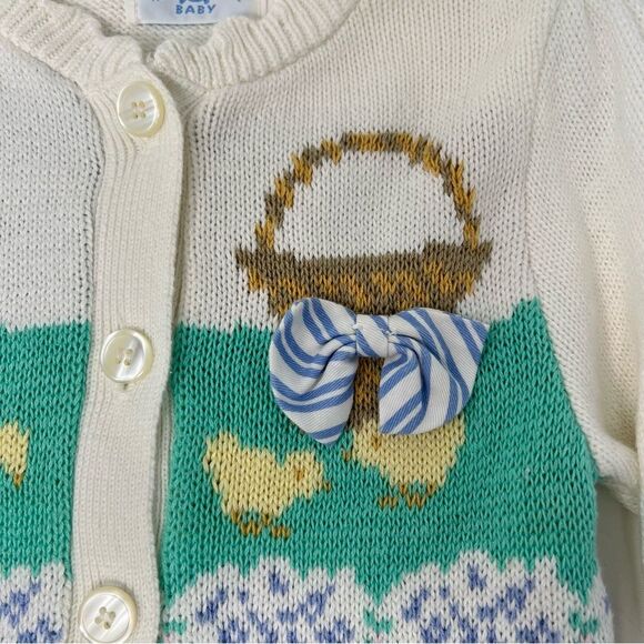 Vintage EUC 1990s Heartstrings Easter Chicks Cardigan Sweater Deadstock 24 M - Picture 4 of 9